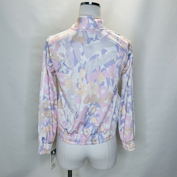 Adidas Pastel Pink Floral Camo Allover Print Full Zip Light Jacket - Size L (14) - Picture 3 of 12